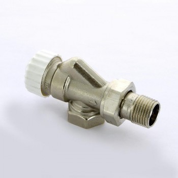 Вентиль термостатический НВ UNI-FITT угловой-осевой HВ 1/2", никелированный с разъёмным соединением