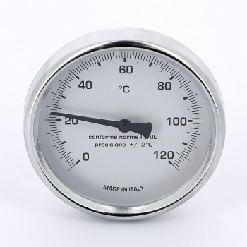Термометр биметаллический 80мм с погружной гильзой EMMETI 120 град.C гильза 50мм