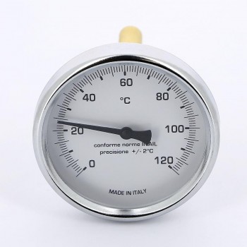 Термометр биметаллический 80мм с погружной гильзой EMMETI 120 град.C гильза 100мм