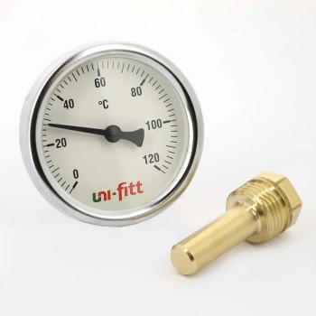 Термометр погружной аксиальный 1/2" UNI-FITT 63 мм