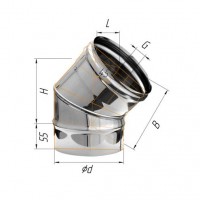 Сэндвич-колено 135" Ferrum Ф130х200 нержавеющая сталь (430/0,5мм)